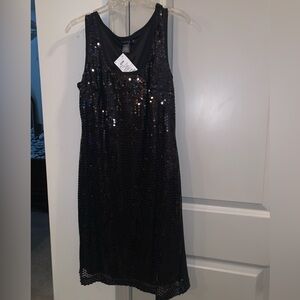 Black Sequin Dress for Christmas Parties, New Year’s Eve. Front is Sequined!